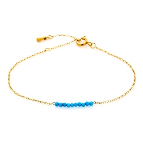 Bracelet avec turquoise bleue reconstituée, acier inoxydable doré PVD