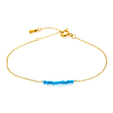 Bracelet avec turquoise bleue reconstituée, acier inoxydable doré PVD