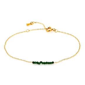 Bracelet avec grès vert irrégulier, acier inoxydable doré PVD, 15,5-2-2 cm