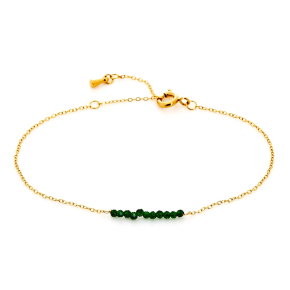 Irregular green sandstone bracelet, PVD gold-plated stainless steel, 15.5-2-2 cm