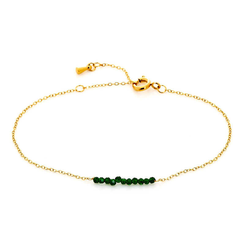 Irregular green sandstone bracelet, PVD gold-plated stainless steel, 15.5-2-2 cm
