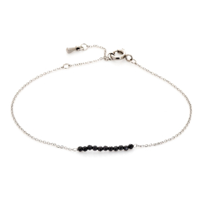 Doğal düzensiz siyah spinel bileklik, paslanmaz çelik, 15,5-2-2 cm