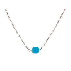 Collier avec turquoise bleue reconstituée, acier inoxydable, 42-2,5-2,5 cm