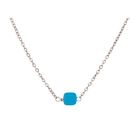 Collier avec turquoise bleue reconstituée, acier inoxydable, 42-2,5-2,5 cm