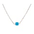 Colar de turquesa azul quadrada reconstituída, aço inoxidável, 42-2,5-2,5 cm
