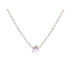 Collier avec pierre de lune blanche goutte, acier inoxydable, 41,5-3-3 cm