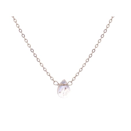 Collier avec pierre de lune blanche goutte, acier inoxydable, 41,5-3-3 cm