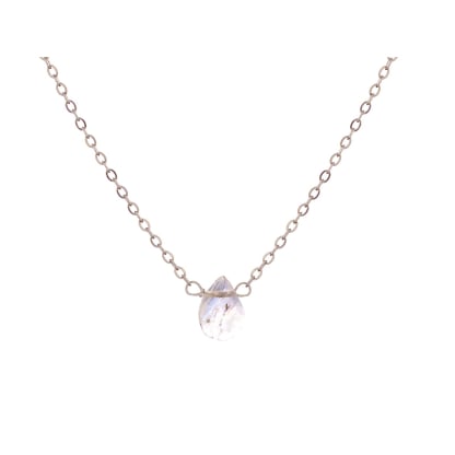 Collier avec pierre de lune blanche goutte, acier inoxydable, 41,5-3-3 cm