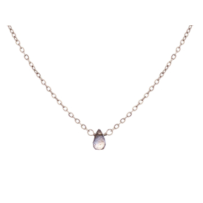 Collana in labradorite marrone goccia, acciaio inossidabile, 41,5-2,5-2,5 cm