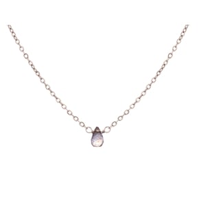 Natural drop brown labradorite necklace, stainless steel, 41.5-2.5-2.5 cm