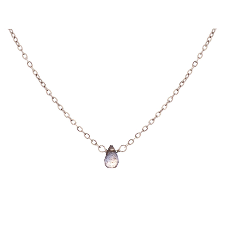 Labradoritkette braun Tropfen natur, Edelstahl, 41,5-2,5-2,5 cm
