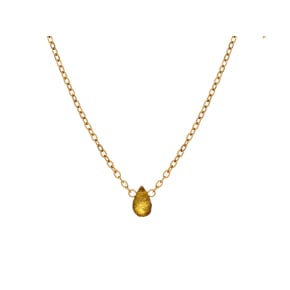 Collier avec tourmaline verte goutte, acier inoxydable doré PVD, 41,5-3-3 cm