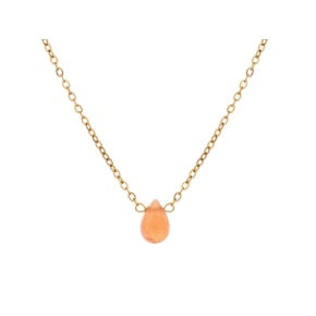Collier avec pierre de lune rose goutte, acier inoxydable doré PVD, 41,5-3-3 cm
