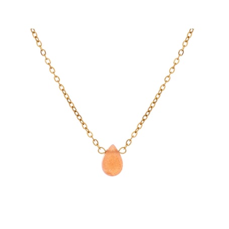 Collier avec pierre de lune rose goutte, acier inoxydable doré PVD, 41,5-3-3 cm