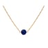 Collier avec lapis lazuli bleu rond, acier inoxydable doré PVD, 42-3-3 cm