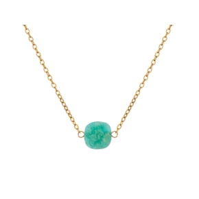 Collier avec amazonite bleue carrée, acier inoxydable doré PVD, 42-3-3 cm