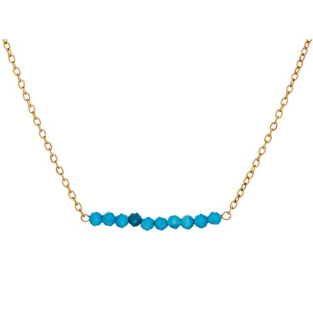 Collier avec turquoise bleue reconstituée, acier inoxydable doré PVD, 40-3-3 cm