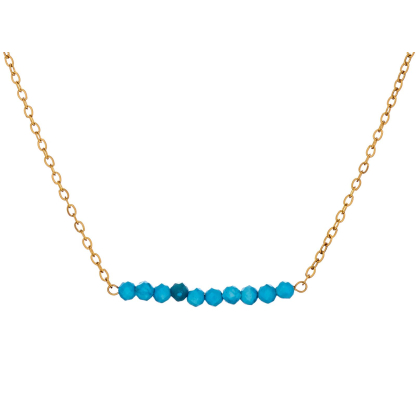 Collier avec turquoise bleue reconstituée, acier inoxydable doré PVD, 40-3-3 cm