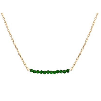 Colier gresie verde neregulată naturală, oțel inoxidabil auriu PVD, 40-3-3 cm