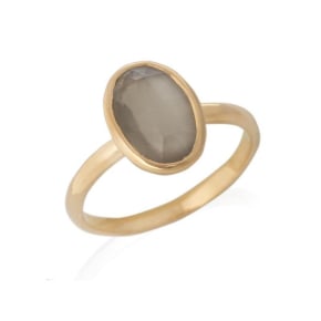 Bague avec pierre de lune blanche ovale naturelle, en argent doré 925, 12x8 mm