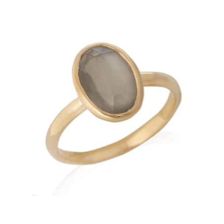 Bague avec pierre de lune blanche ovale naturelle, en argent doré 925, 12x8 mm