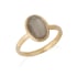 Anel de pedra da lua branca oval natural, em prata dourada 925, 12x8 mm