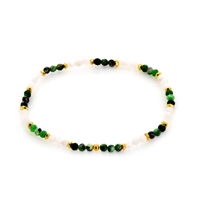 Bracelet avec agate multicolore irrégulière, acier inoxydable doré PVD, 18 cm