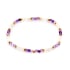 Bracelet avec améthyste multicolore, acier inoxydable doré PVD, 18 cm