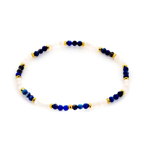 Bracciale in lapislazzuli multicolore, acciaio inossidabile dorato PVD, 18 cm