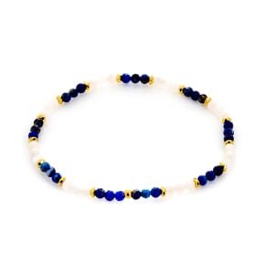 Bracelet avec lapis lazuli multicolore, acier inoxydable doré PVD, 18 cm