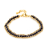 Irregular black onyx bracelet, PVD gold-plated stainless steel, 15.5+3.5 cm
