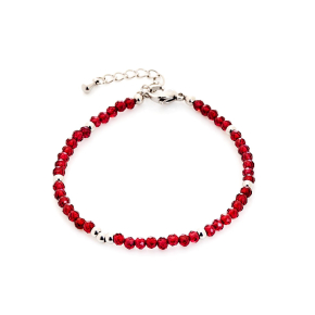 Pulseira de granada vermelha irregular natural, em aço inoxidável, 15,5+3,5 cm