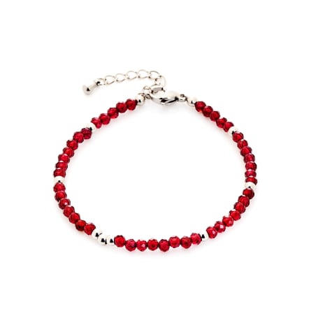 Pulsera de granate rojo irregular natural, en acero inoxidable, 15,5+3,5 cm