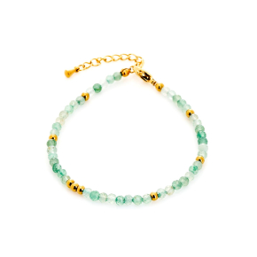 Pulsera de aventurina verde irregular, acero inoxidable dorado PVD, 15,5+3,5 cm