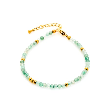 Pulsera de aventurina verde irregular, acero inoxidable dorado PVD, 15,5+3,5 cm
