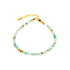Pulseira de aventurina verde irregular, aço inoxidável dourado PVD, 15,5+3,5 cm