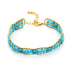 Bracelet avec turquoise bleue reconstituée, acier inoxydable doré PVD