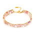 Bracelet avec tourmaline multicolore, acier inoxydable doré PVD, 15,5+3,5 cm