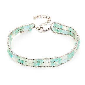 Bracelet avec amazonite bleue irrégulière, acier inoxydable, 15,5+3,5 cm