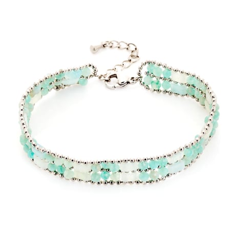 Natural irregular blue amazonite bracelet, stainless steel, 15.5+3.5 cm