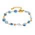 Bracelet avec topaze bleue irrégulière, acier inoxydable doré PVD, 15,5+3,5 cm