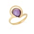 Anillo de amatista violeta irregular natural, en plata dorada 925