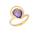 Natural irregular purple amethyst ring, gold-plated 925 silver