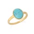 Anillo de turquesa azul ovalada natural reconstituida, en plata dorada 925