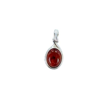 Pendentif avec ambre cognac ovale naturel de la mer Baltique, argent 925, 5x8 mm