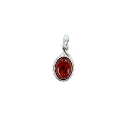Pendentif avec ambre cognac ovale naturel de la mer Baltique, argent 925, 5x8 mm