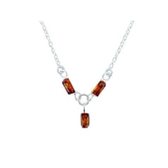 Collier avec ambre cognac...