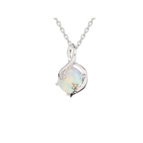 Australische opaalhanger wit ovaal natuurlijk, gerhodineerd 925 zilver, 6x4 mm