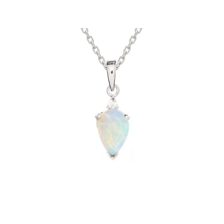 Pandantiv opal australian alb picătură natural, argint rodiat 925, 9x6 mm
