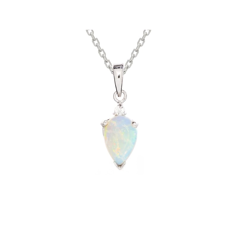 Australische opaalhanger wit druppel natuurlijk, gerhodineerd 925 zilver, 9x6 mm